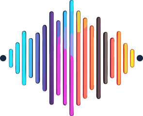 Colorful abstract sound wave lines, smooth flowing curves, neon gradient vector, modern music visualizer style, clean background vector black and white icon , white background 