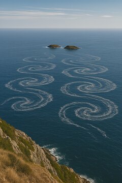 Symmetric spiral wakes in blue ocean