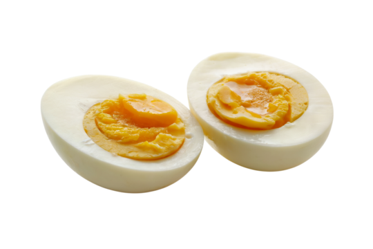 perfectly sliced hard-boiled egg . Isolated on transparent background, png