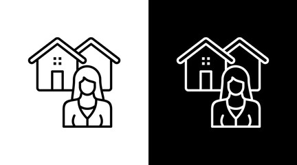 Real Estate Agent  White Icon Set Design