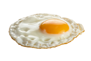 perfectly cooked sunny side up fried egg with vibrant yellow yolk . Isolated on transparent background, png