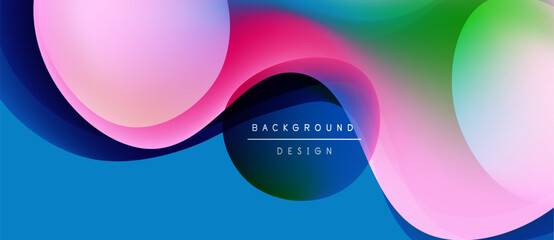 Abstract colorful shapes overlap. Vibrant gradients create dynamic visual effect. Modern design suitable for backgrounds, presentations.