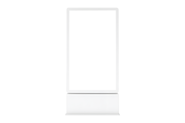 Blank digital advertising kiosk mockup, front view isolated on a white background