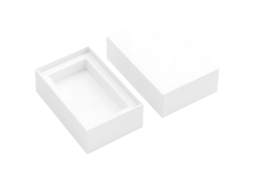 Blank open box packaging mockup isolated on a white background