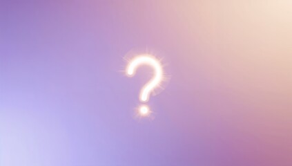 Glowing question mark illuminates a soft purple gradient background, sparking curiosity and inviting solutions in a modern, clean design