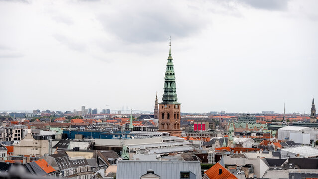 Tower of St. Nicholas Church and Oresund Bridge View