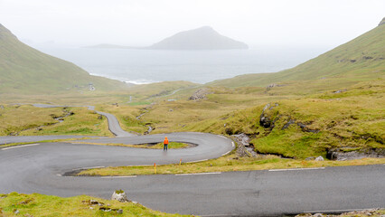 Scenic road view on Streymoy in Nororadalur valley