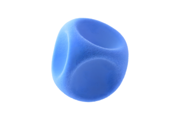 Blue abstract fluffy cube isolated on a white background