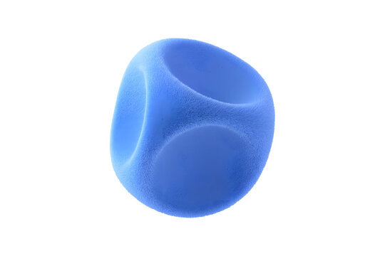 Blue abstract fluffy cube isolated on a white background