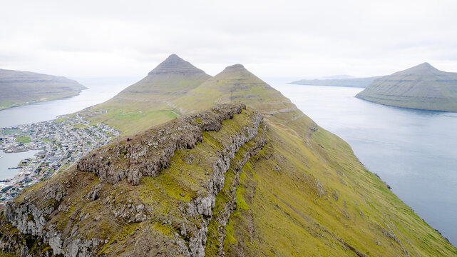 Klakkur mountain summit view of Bordoy Island landscape
