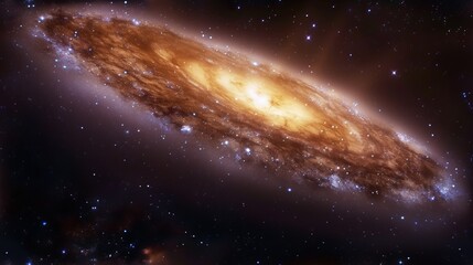 Fototapeta premium A detailed illustration of a spiral galaxy in outer space. Glowing cosmic dust and stars against a dark starfield background. Universe and astronomy concept