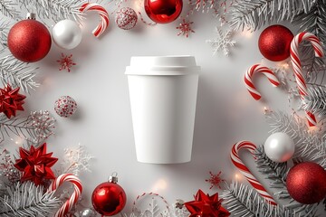 A paper cup mock-up designed for the concept of a hot drink in winter.