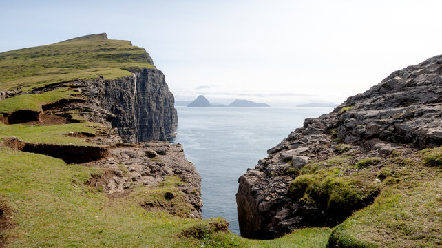 Stunning view of faroe islands from Lake Sorvagsvatn