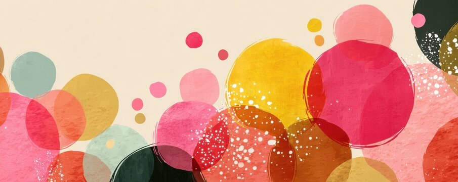Colorful abstract design with vibrant circles and textured artistic patterns