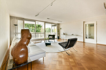 Modern Interior Design with Unique Sculpture