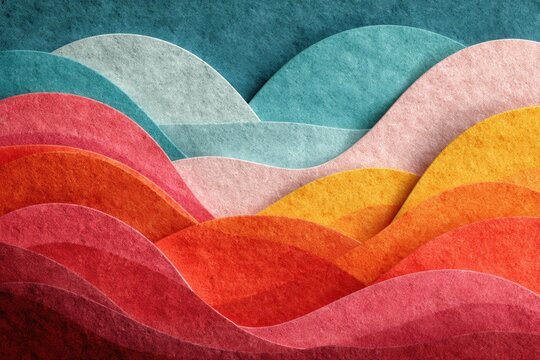 Colorful abstract wavy layers creating a retro inspired vibrant pattern
