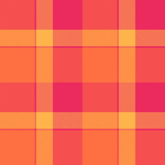 Warm plaid pattern with orange, pink, and yellow tones. Seamless textile design. Ideal for backgrounds, fashion, and graphic design projects. Versatile  vibrant.