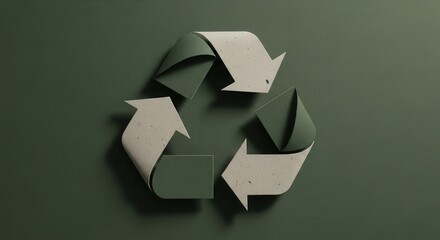 Symbol of sustainability displayed with green arrows on a textured background promoting recycling awareness and environmental responsibility