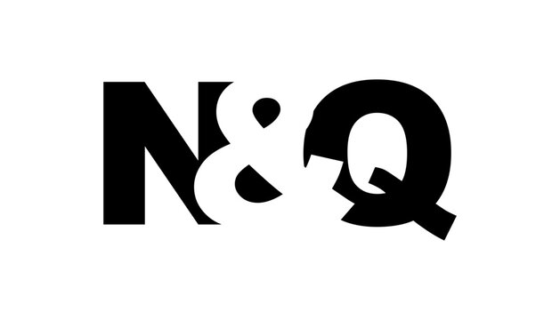 NQ logo design in bold style. Black white identity symbol. Modern typography emblem. Corporate branding icon.