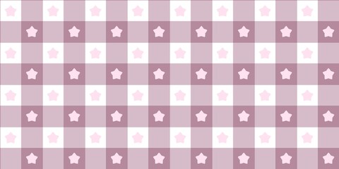Mauve gingham checkered pattern background. Soft pastel star seamless design, perfect for fabric, digital paper, scrapbooking, and cute vintage-inspired aesthetic projects.