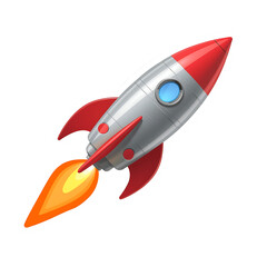 Fototapeta premium Rocket ship launch vector illustration, space travel, startup concept design art on transparent background