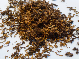 Heap of Dried Smoking Tobacco Leaves