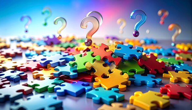 カラフルなパズルとクエスション - Powered by Adobe