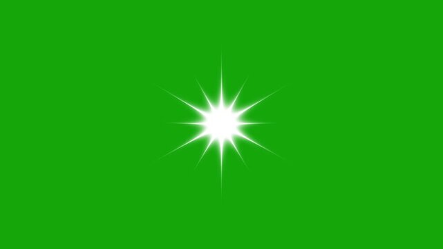 Star twinkling, white star blinking animation, white cartoon, Glow twinkle movement timeline, sparkling stars Shine animation, Twinkling star motion graphics with green background, 4k animation