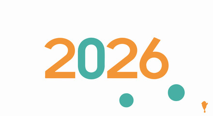 Cheerful Happy New Year 2026 graphic with vibrant colorful numbers and playful confetti, perfect for holiday greetings and festive designs this season