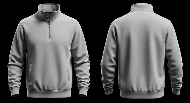 3D mockup of a light gray color of Quarter Zip Sweatshirt