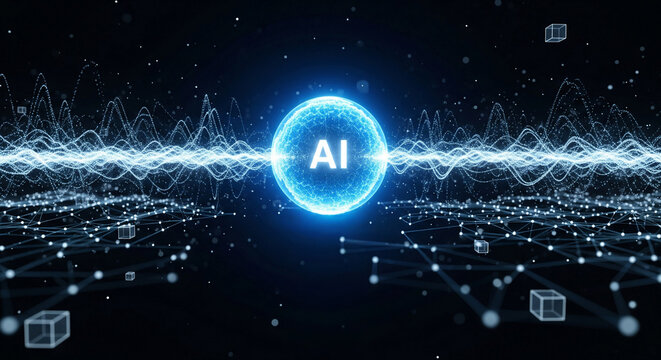 Image of an advanced logistics network and supply chain optimized by AI (artificial intelligence)