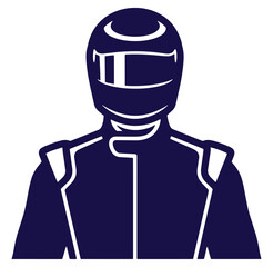 Naklejka premium Vector illustration of a racing driver wearing helmet and racing suit on a white background