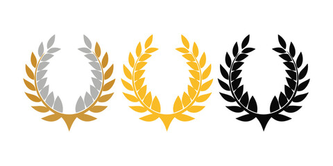 Victory Laurel Wreath Icon Set – Classic Award Symbols
