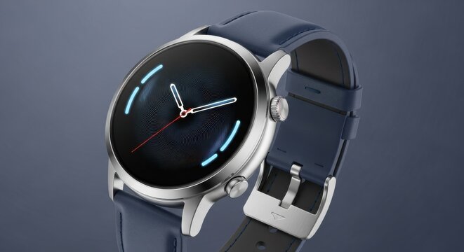 Smartwatch with modern design and features on display against a sleek background