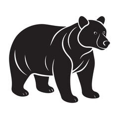 Naklejka premium American black bear silhouette black vector icon