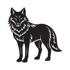 Obraz premium Gray wolf silhouette black vector icon
