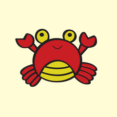 Vector design of a picture of a very cute and colorful little crab, very suitable for use as a learning picture or other.