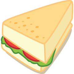 Triangle Sandwich with Lettuce Tomato and Cheese on a Transparent Background Simple Food Illustration