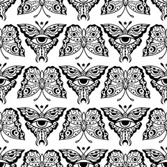 butterfly pattern. Lineart Vector illustration. Magic celestial witchcraft symbol. Hand drawn