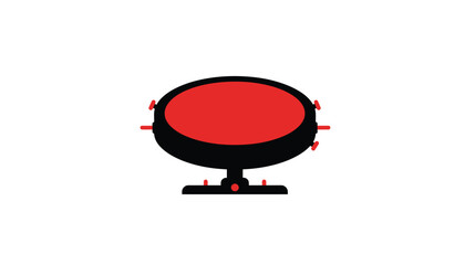 Obraz premium Minimalist red button icon simple flat design element for web and mobile apps isolated on white background