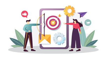 Vibrant digital illustration of a person aiming an arrow showcasing dynamic action and bold colors in a modern graphic style perfect for diverse design projects