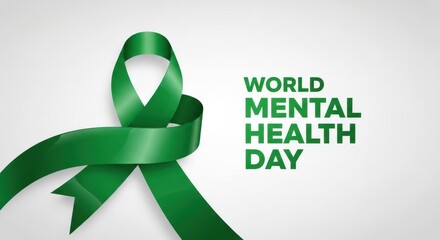 Green ribbon symbolizes World Mental Health Day to raise awareness about mental health issues and the importance of support