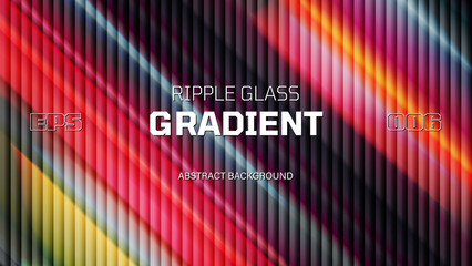 Abstract diagonal multicolored gradient background for trendy Y2K design posters, distortion glass with ribbed fractal texture, vertical fluted lines with a ripple effect