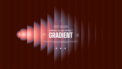 Vector holographic abstract сreative gradient background, Circle distortion with glass displacement effect dark red colors, shape transition with vertical line blur ribbed effect
