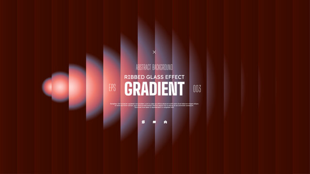 Vector holographic abstract сreative gradient background, Circle distortion with glass displacement effect dark red colors, shape transition with vertical line blur ribbed effect