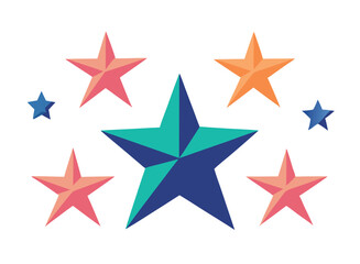 Set of Stars Vector Icons on White Background
