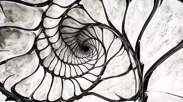 Tourbillon blanc et chrome, design 3D r&eacute;aliste de pierre naturelle blanche. La spirale forme une ammonite et tourne sur elle-m&ecirc;me. Donnant un effet hypnotisant 