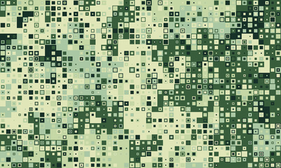 Abstract green square mosaic pattern.  Perfect for tech, nature, or modern design projects.  Evokes concepts of data, growth, or camouflage.