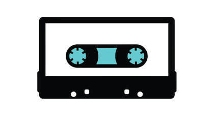 Obraz premium Retro cassette tape illustration vintage audio media graphic element isolated on white background