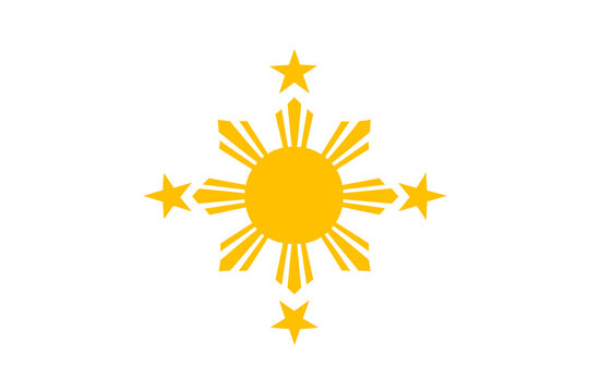 Philippine sun and stars emblem isolated on white background